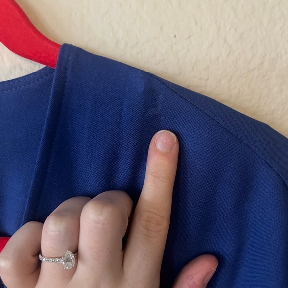 COS Wool Crepe Wrap in Cobalt Blue Midi Dress Women's Size 6 - Picture 13 of 15